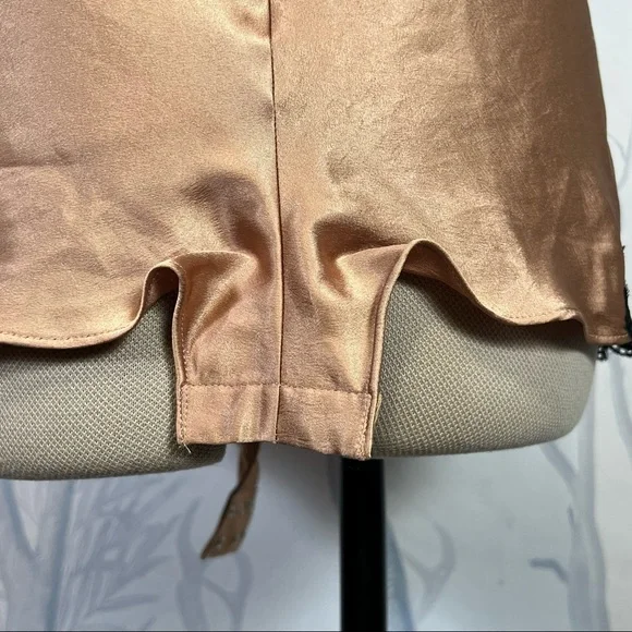 Victoria’s Secret Gold Bronze Silky Satin Lace Trim Teddy Romper Playsuit XS